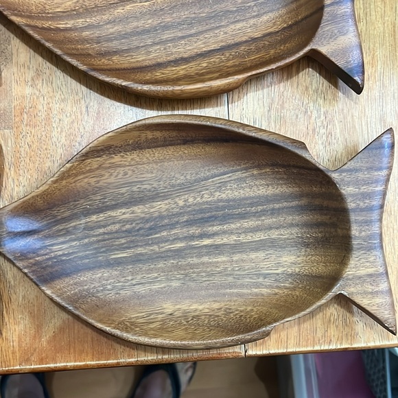 Set of 6 Pacific Merchants Acaciaware Fish platters - Picture 7 of 11